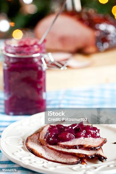 Glazed Ham With Cranberry Relish Stock Photo - Download Image Now - Appetizer, Color Image, Cranberry