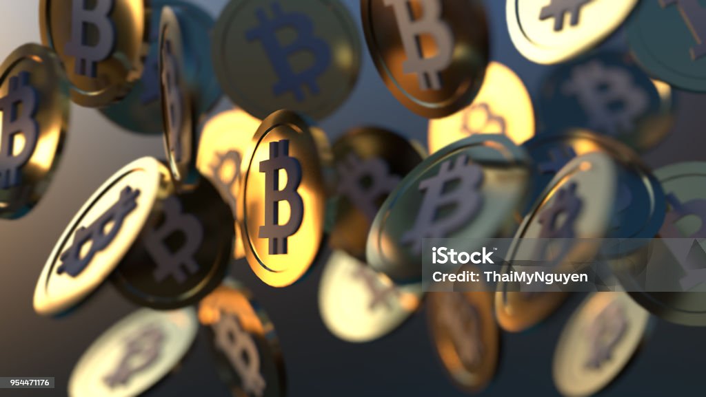 Crytpocurrency Cryptocurrency coin toss up Bitcoin Stock Photo