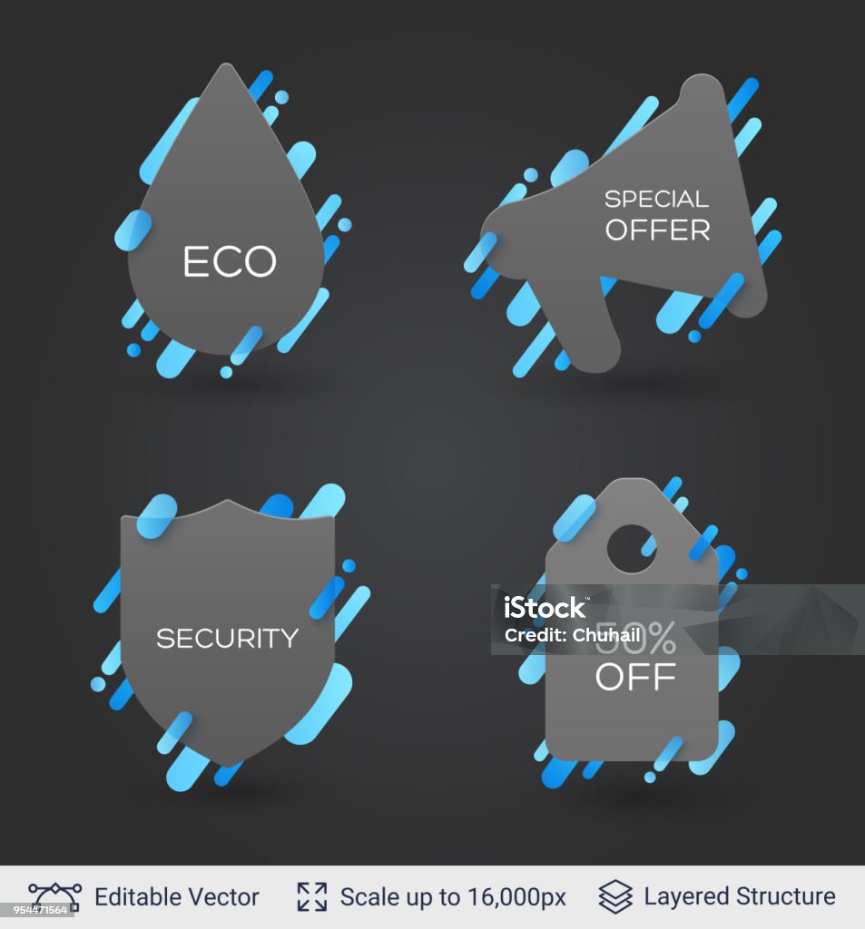Black Sign Sticker Black Badge Stickers Collection Stock Illustration - Download Image Now ...