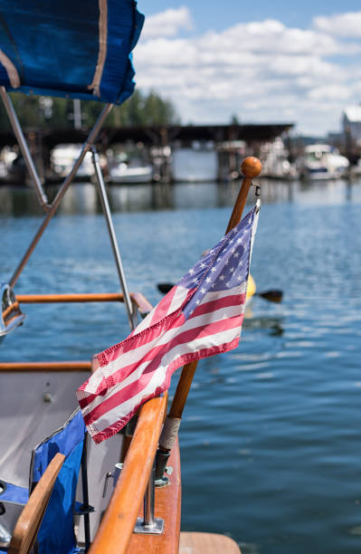 istock American Flag in Small Yacht 954473980