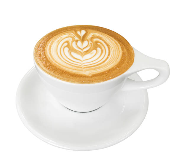 istock Hot coffee cappuccino latte art isolated on white background, clipping path included 954502244
