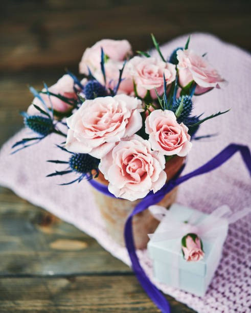 istock Rose bouquet and gift for Mother's Day 954508696