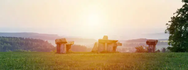 Photo of Mystery stonehenge in village Krasejovka, Czech landscape