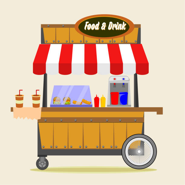 Fast Street Food Cart Fast Street Food Cart hot dog stand stock illustrations