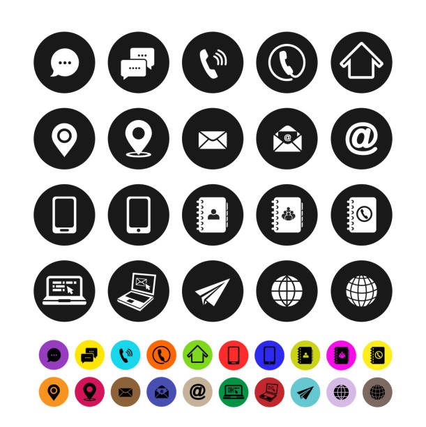 ilustrações de stock, clip art, desenhos animados e ícones de set of contact icons. flat design. vector illustration. isolated on white background - full contact