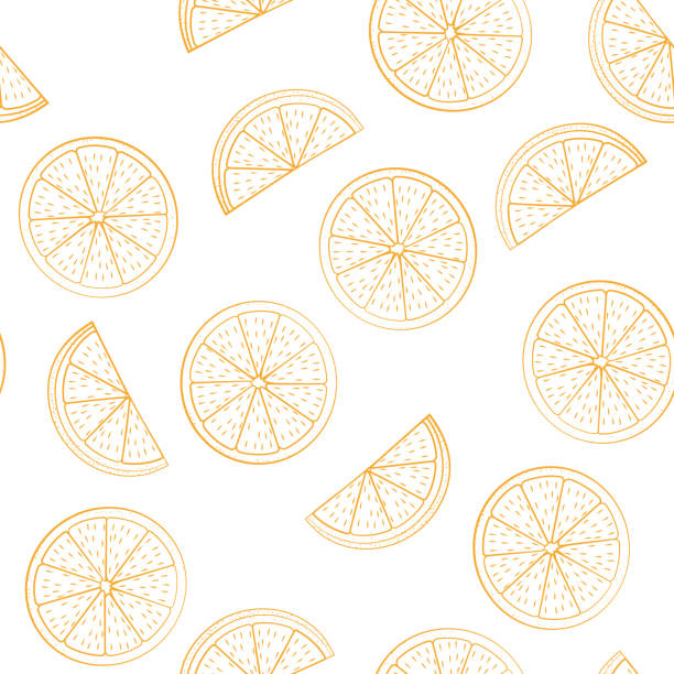 Seamless pattern from cut half oranges Seamless pattern from cut half oranges on a white background. Fruit. Design for textiles, banners, posters. Vector illustration. half full illustrations stock illustrations