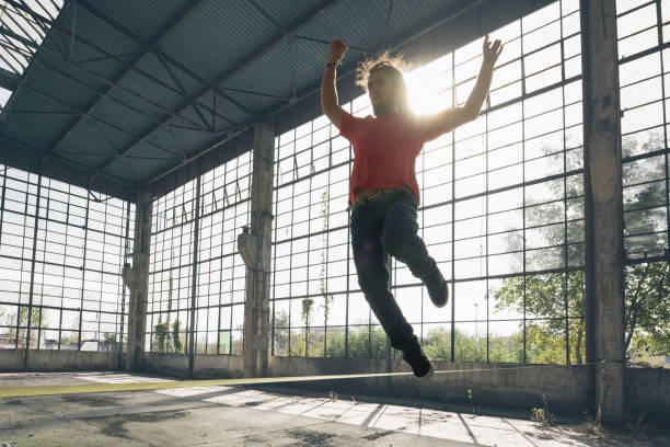 istock Man jumping on the slackline 954532740