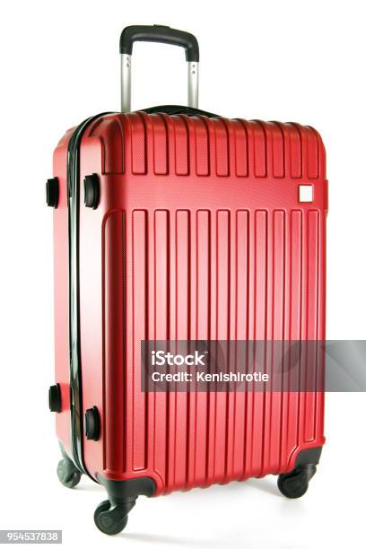 Red Travel Luggage Isolated On White Background Stock Photo - Download Image Now - Suitcase, Luggage, Cut Out