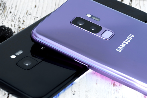 Koszalin, Poland – 01 May, 2018: Samsung Galaxy S9 Plus and Samsung S9. Samsung 9 Plus & Samsung S9 are new generation smartphone from Samsung. The Samsung 9 Plus & S9 is smart phone with multi touch scren