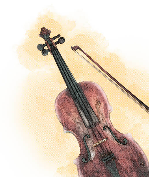 illustrazione digitale di uno strumento per violino classico - violin equipment classical instrument light and shadow foto e immagini stock