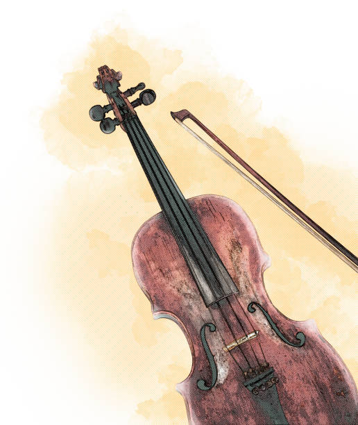 istock Digital artwork illustration of a classical violin instrument 954542944
