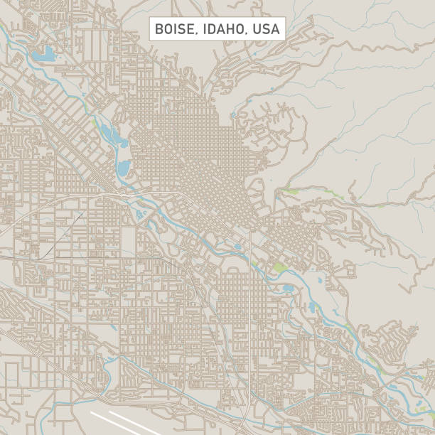 ボイジー アイダホ米国街マップ - boise river点のイラスト素材／クリップアート素材／マンガ素材／アイコン素材