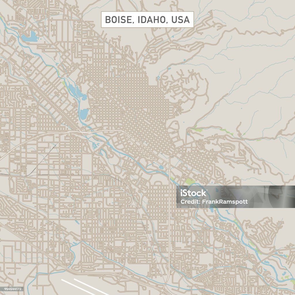 Boise Idaho US City Street Map Vector Illustration of a City Street Map of Boise, Idaho, USA. Scale 1:60,000.
All source data is in the public domain.
U.S. Geological Survey, US Topo
Used Layers:
USGS The National Map: National Hydrography Dataset (NHD)
USGS The National Map: National Transportation Dataset (NTD) Map stock vector