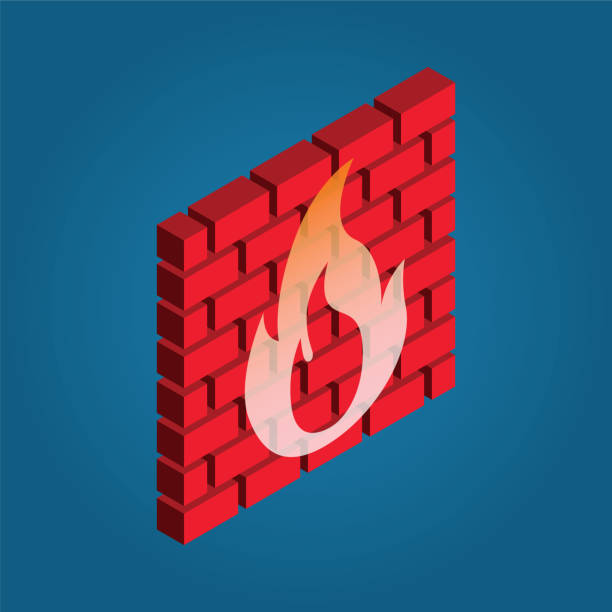 ikon tembok api - firewall ilustrasi stok