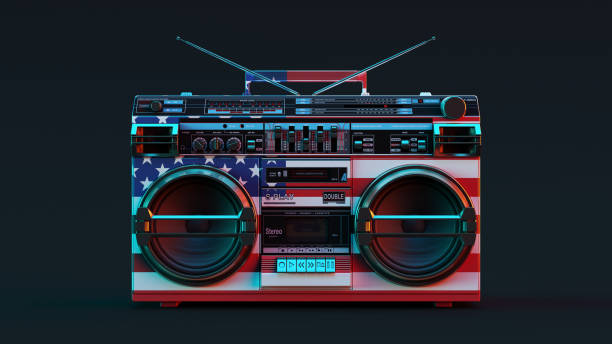 istock Boombox With USA Flag Moody 80s lighting 954544918