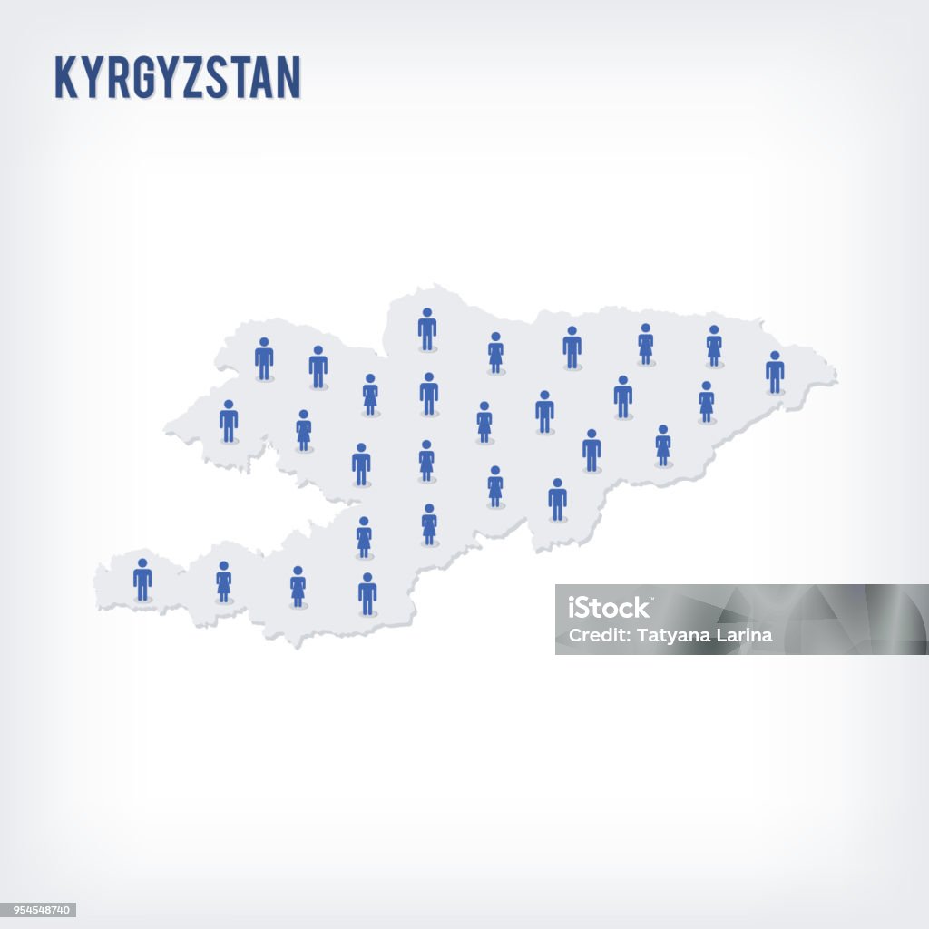 Ilustración de Mapa De Gente Del Vector De Kirguistán El Concepto De