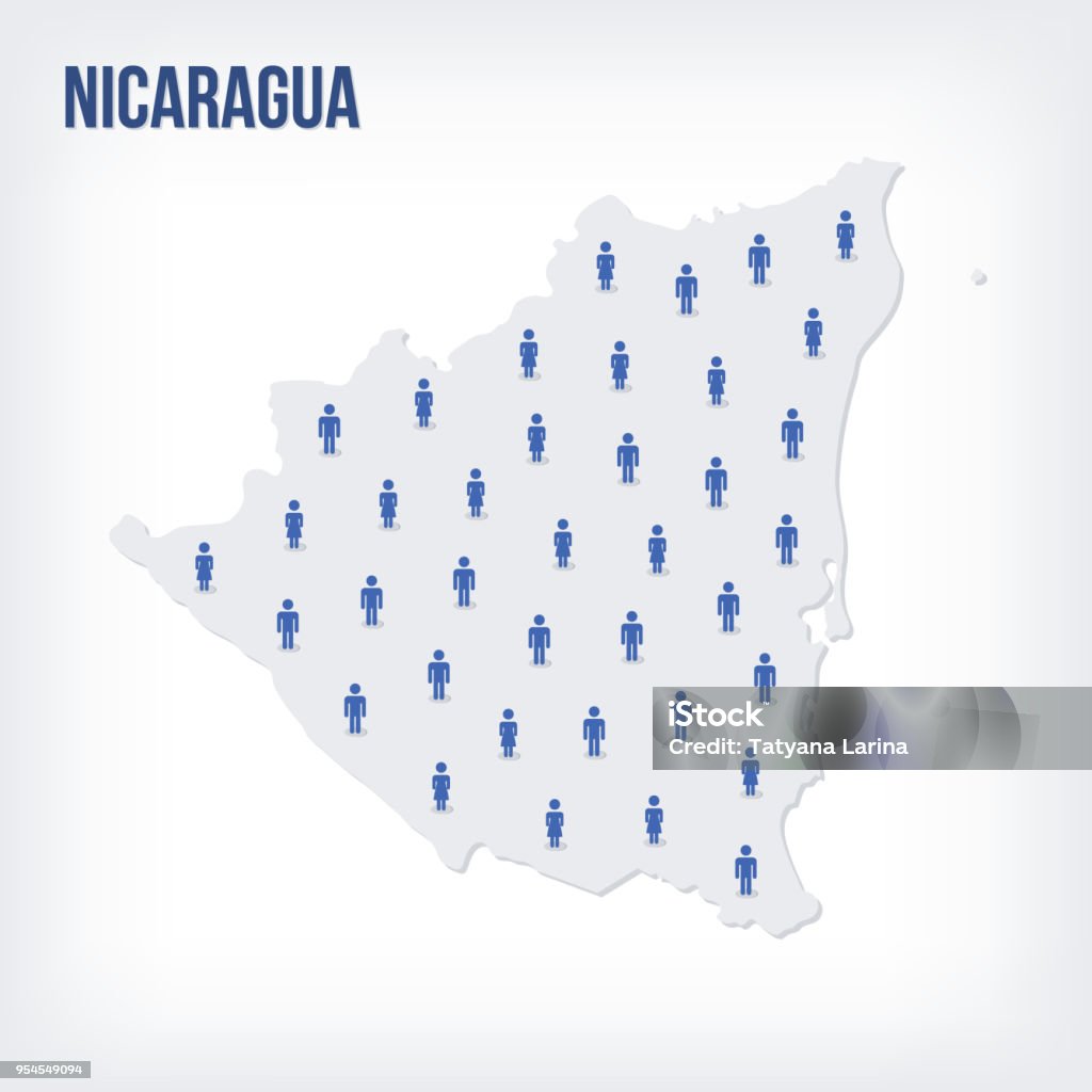 Vector People Map Of Nicaragua The Concept Of Population Stock