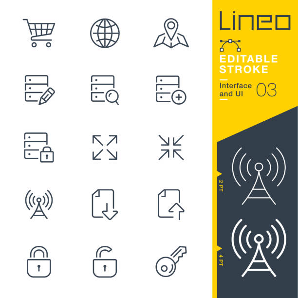 lineo editierbare hub - interface und ui linie symbole - lock icon stock-grafiken, -clipart, -cartoons und -symbole