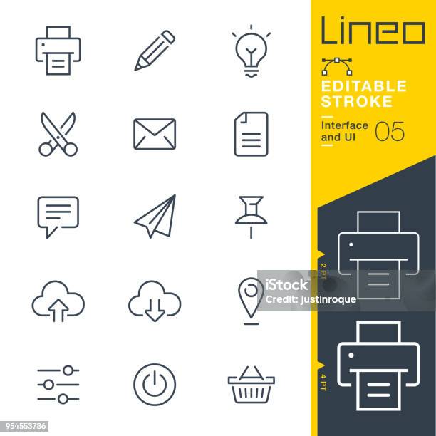 Lineo 編集可能なストローク インタ フェースと Ui ライン アイコン - アイコンのベクターアート素材や画像を多数ご用意 - アイコン, 電球, アイデア