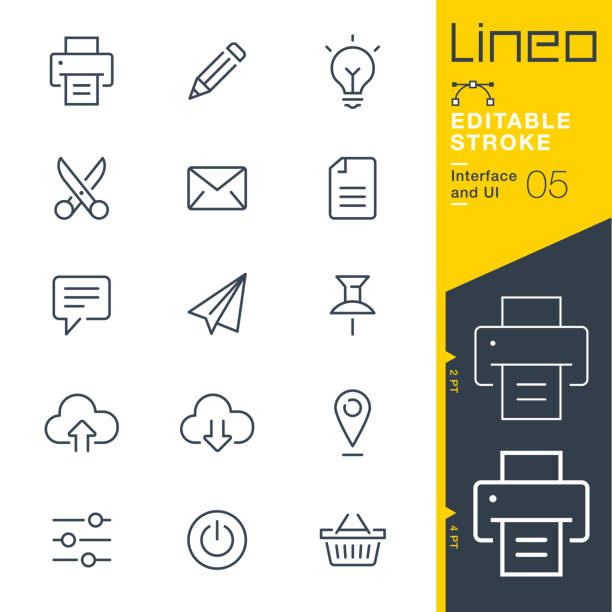 Lineo Editable Stroke - Interface and UI line icons Vector Icons - Adjust stroke weight - Expand to any size - Change to any colour writing activity icons stock illustrations