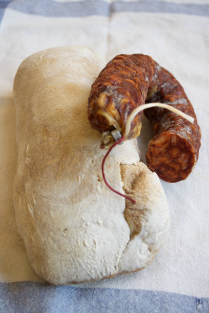 chorizo sausage and long loaf bread