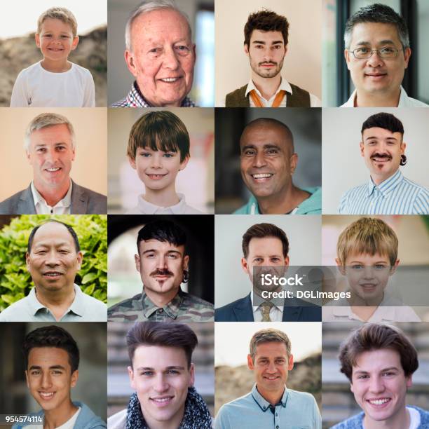 Male Headshot Collage Stock Photo - Download Image Now - Image Montage, Composite Image, Headshot