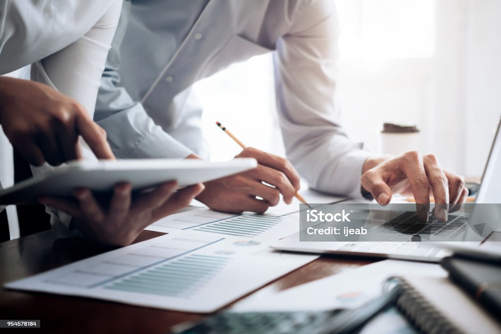 Investor working new startup project. Business team present. Investor working new startup project. Finance meeting. Business Stock Photo