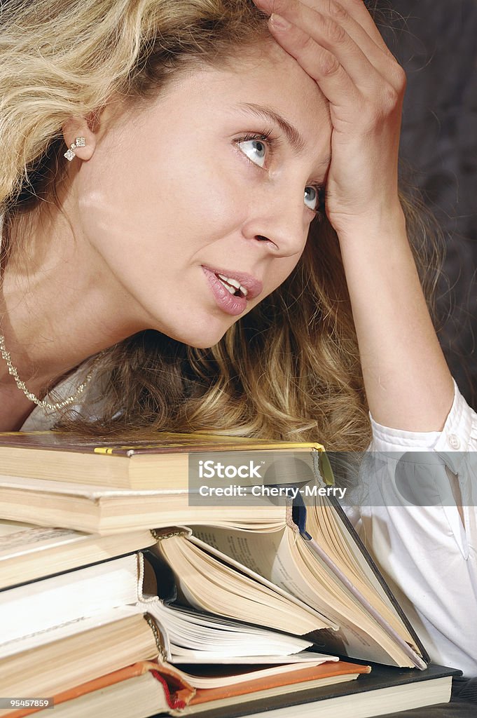 young student tired of study  Adult Stock Photo