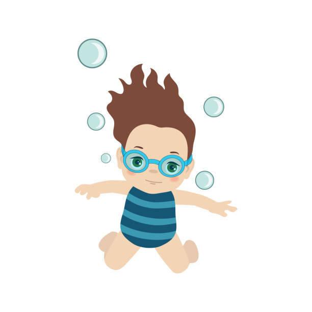 bildbanksillustrationer, clip art samt tecknat material och ikoner med begreppet utbildning - baby swim under water