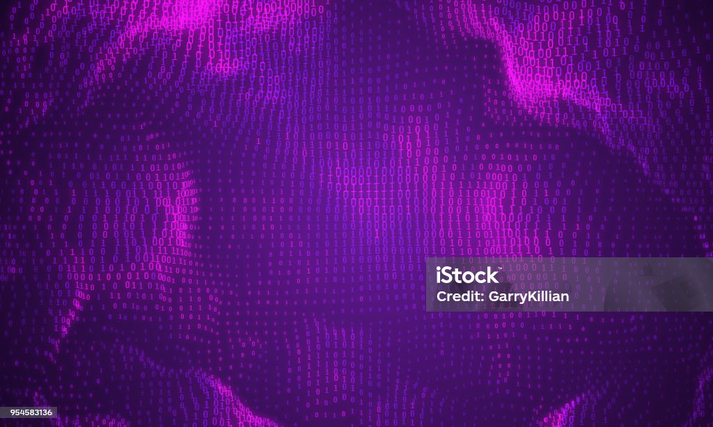 Vector Abstract Big Data Visualization Purple Glowing Data Flow As ...
