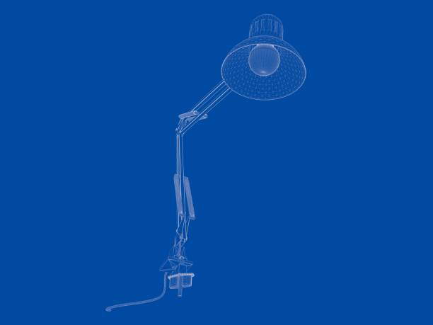 istock 3d rendering of a blueprint lamp light holder isolate on a blue background 954586382
