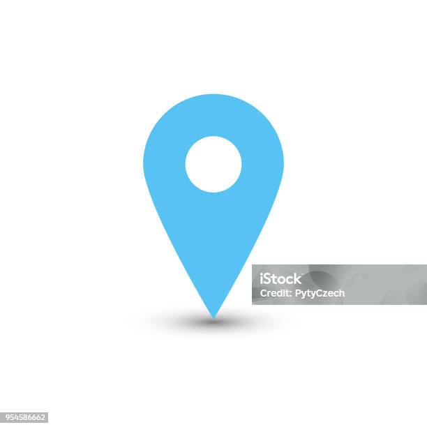 Map Pointer Blue Blue Map Pointer With Dropped Shadow On White Background Eps10 Vector ...