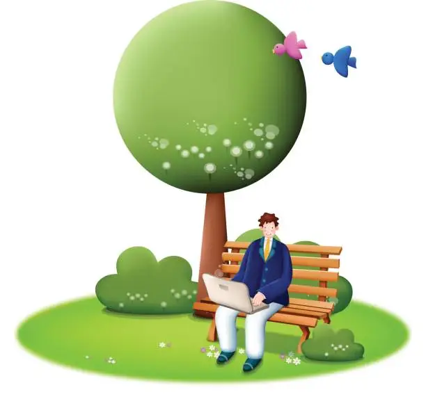 Vector illustration of BUSINESSMAN PARK WORK