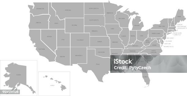 Simlified Vector Map Of Usa Stock Illustration - Download Image Now - USA, Map, Vector