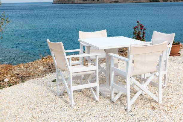 istock Sea facing restaurant tables and chairs 954597570