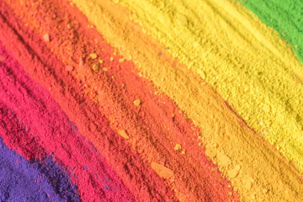 multicolored powder pigments background selective focus