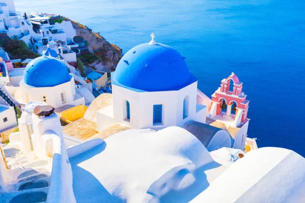 View of Oia the most beautiful village of Santorini island View of Oia the most beautiful village of Santorini island in Greece. mykonos photos stock pictures, royalty-free photos & images