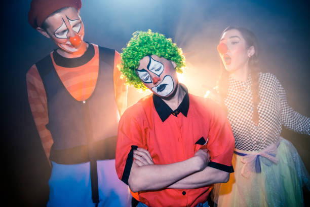 istock Group Portrait of Three Funny Clowns 954602588