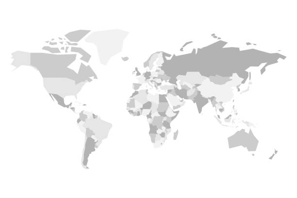 istock Blank political map of World. Simplified vector map in four shades of grey 954606988