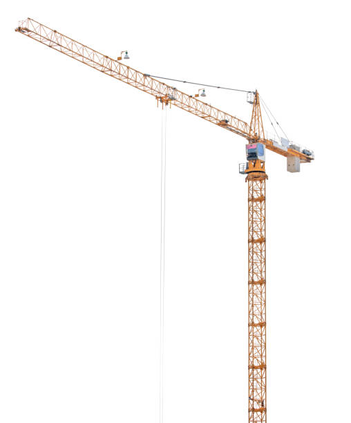 istock dark orange high hoisting crane isolated on white 954634738