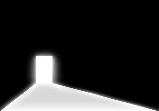 istock Open the door in a dark room with light passing through it. Light enters through the gap on a transparent background 954649688