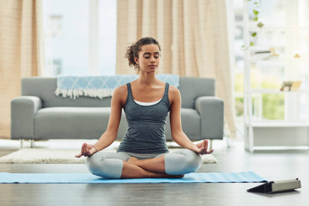 istock Her balance is achieved through yoga 954650800