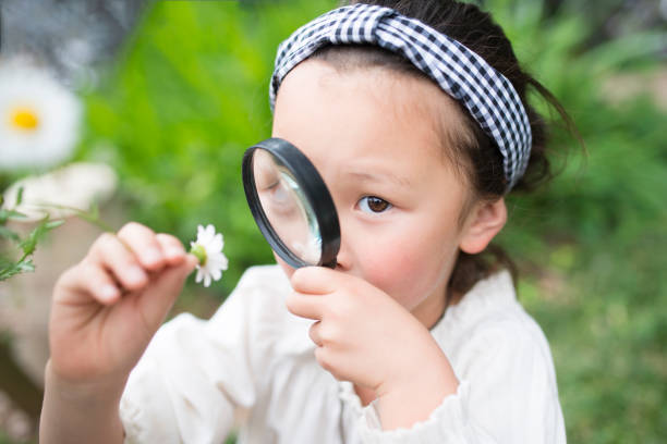 istock Little girl playing with magnifying glass 954650926