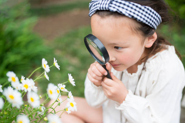 istock Little girl playing with magnifying glass 954650954