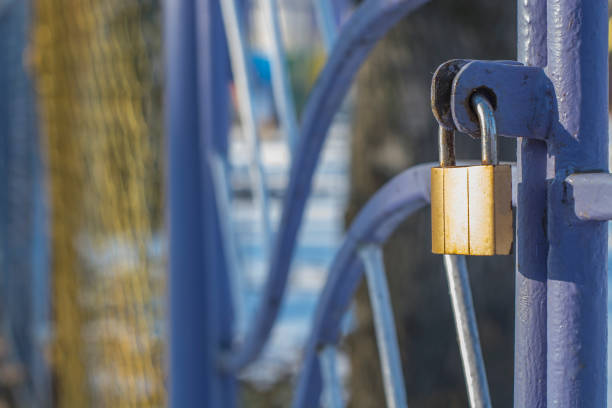 istock lock on the front door to the courtyard 954660488
