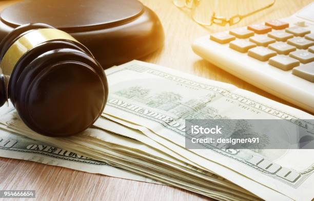 Bail Bond Concept Gavel And Dollar Banknotes Stock Photo - Download Image Now - Bonding, Bail - Law, Legal System