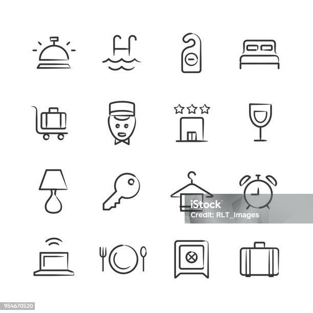 Hotel Icons Sketchy Series Stock Illustration - Download Image Now - Hotel, Sketch, Icon Symbol