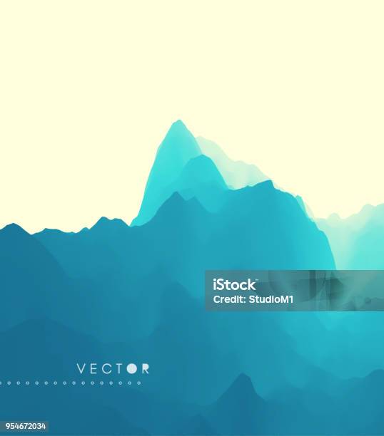 Mountain Landscape Mountainous Terrain Vector Illustration Abstract Background Stock Illustration - Download Image Now