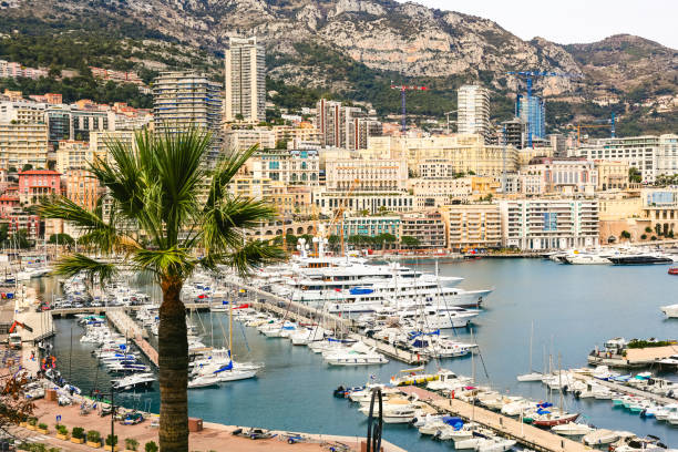 Monaco and Monte Carlo cityscape and harbor colorful view, Principality of Monaco