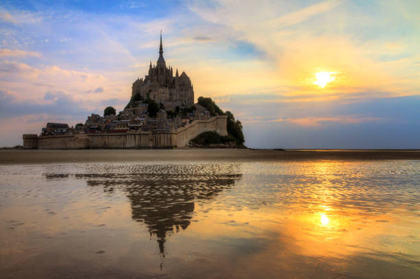 istock Summer mirror sunset Le Mont Saint-Michel 954686544